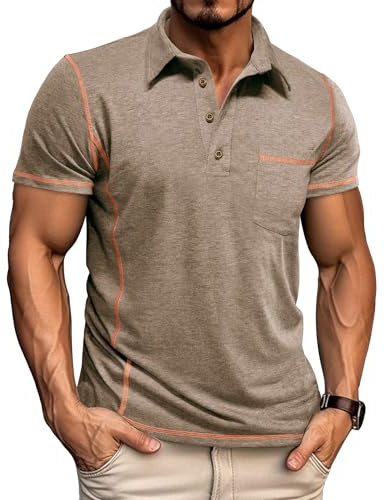 LAOARA Polotröja, herr, kortärmad pikétröja, t-shirts för män, sport, sommar, slim fit, klassisk, knappslå M-3XL