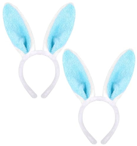 Bipl 2 Stück Hasenohren Haarreif, Plüsch Hase Ohren Haarbänder, Niedliche Hasenohren Party Stirnband, Ostern ﻿Thema Party Kostüm Zubehör, für Ostern Party Hochzeit Geburtstag Cosplay (Blau)