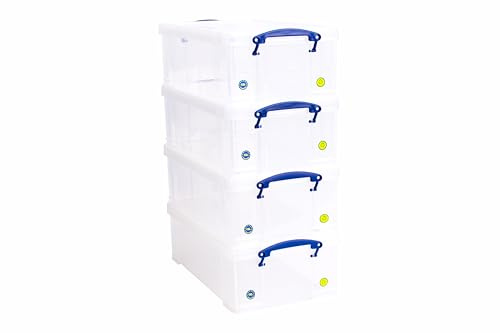 Really Useful Box Plastic Storage 12 Litre Clear (Pack Of 4)