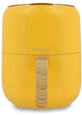 MENASTYL - Friteuse sans huile à air chaud Colorama - Safran - sans PFAS - 4.5L - 8 programmes - Température jusqu'à 200°C - Minuterie 1 heure - Panier et grille compatibles lave-vaisselle - 6025003