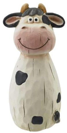 itsisa Zaunhocker Kuh H: 23 cm aus Terrakotta - Zaun Deko Garten, Tierfigur Pfostenhocker, Zaunfigur, Gartendeko, Metalldeko