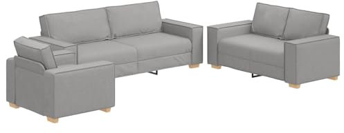 vidaXL Sofa Set mit Kissen 3 pcs Grau 220 x 78 x 84 cm Stoff, Moderne Wohnzimmercouch, strapazierfähiger Bezug, Bequeme Sitzgelegenheiten, zeitgemäßes Design, Möbel für zuhause