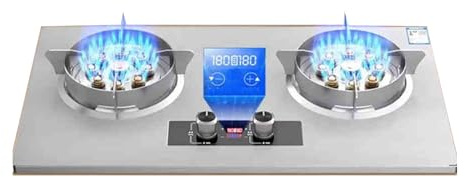 Recessed Gas Stove Cooktop,Dual Fuel Gas Hob,2 Burners Natural Gas and Propane Stove,Stainless Steel,Ideal for Kitchens,Apartments(NG)