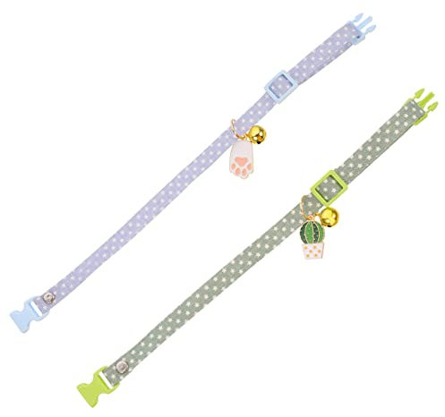 VERDANVERSE 2stücke Katzenhalsband Mit Dekoration Verstellbar Und Bequem Für Katzenpartys Und Festlichkeiten Mit Pfoten Und Grünem Kaktusdesign Geeignet Für Große Katzen