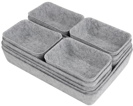 8 Stück Schubladen Organizer Filz,Stapelbare Filz-Aufbewahrungsboxen,3 Größen für Selbst gestalten Schubladen,Schubladen Ordnungssystem,Schublade Organizer für Schreibtisch,Schrank Schlafzimme Büro