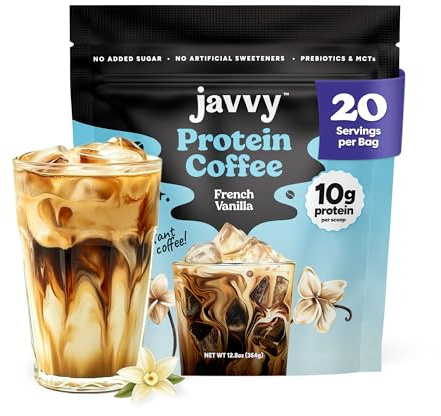 French Vanilla Protein Iced Coffee - Premium Whey Protein & Instant Iced Coffees - 100% Natural Cold Brew - Zero Artificial Flavors & Sweeteners, 80 mg Caffeine, No Added Sugar, 20 Servings