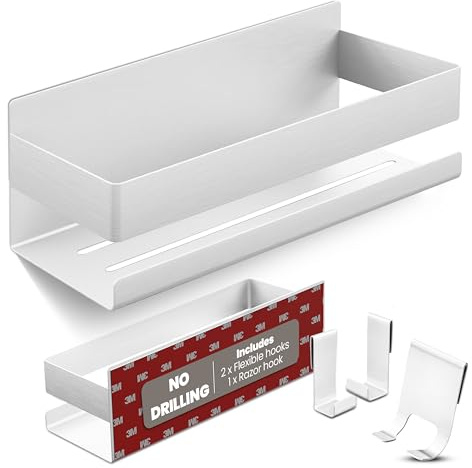 LIEBHEIM Etagere Douche Sans Percage - Etagere Salle de Bain - Porte-savon Douche - shower shelf - support gel douche salle de bain - rangement baignoire