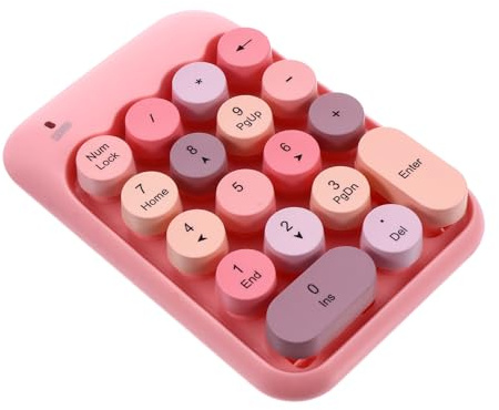 NUOBESTY Numerico Wireless 2.4g Rosa 18 Tasti Indipendenti in Abs per Notebook e Ufficio, Mini Tastiera Portatile Alta Velocità di Input Backspace