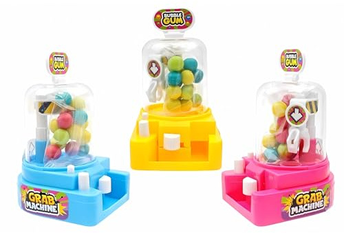 Johny Bee Grab Machine Bubble Gum 15g Tutti i Frutti – Mini Distributore Giocattolo con Gomme da Masticare – Espositore da 9 Pezzi Colorati