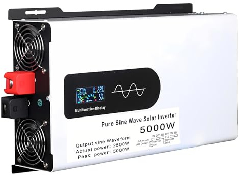 Lissontine Inverter Potenziato, da CC 12 V, 24 V, 48 V, 60 V, 72 V a 230 V AC, Collegabile a Pannelli Solari Fotovoltaici con Inverter a Onda Sinusoidale Pura 60V-5000W
