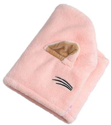 Katze Haartrocknungshaube aus Coral Fleece für Damen, Rosa | Tiermuster, Schnelltrocknend und Wasserabsorbierend, Leicht zu Tragen, für Zuhause und Reise Zufällige Farbe