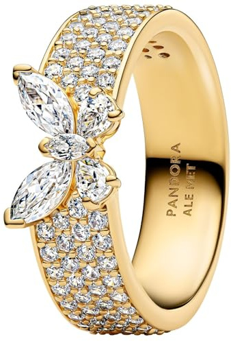 PANDORA Damenring Funkelnder Schmetterling breit Goldfarben 164270C01