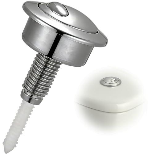 1 Pack Toilet Flush Button Compatible with Twyford Siamp Optima 49 Round Dual Flush Toilet Push Button Flush Replacement Silver Easy Install