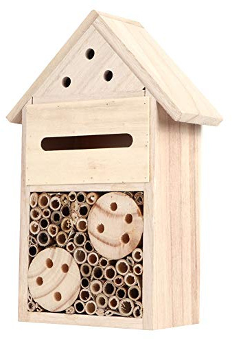 Taidda Trä Insektsbihus Miljövänlig Häckningslåda för Trädgårdsutsmyckning, Gjord Av Naturligt ljusnötsträ, 1 X Insektshus, Lämplig för Att Observera Insekter i Naturen (Typ B)