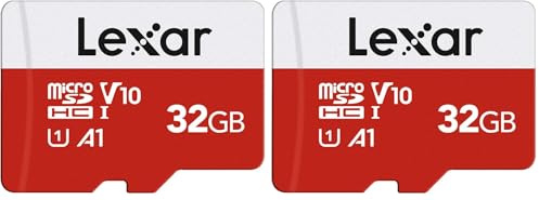 Lexar Carte Micro SD 32 Go, Carte Mémoire Micro SD+ Adaptateur, Microsdxc Carte TF jusqu'à 100 Mo/s, A1, U1, C10, V10, Full HD et 4K UHD pour Caméra, Telephone, Switch (Lot de 2)