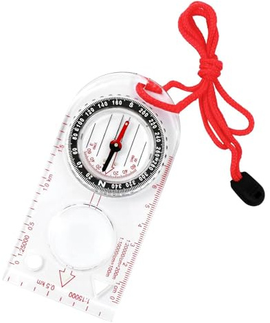 Map Navigation Compass with Ruler, Magnifier, Luminous Marks and Lanyard | Luminous direction markings remain easier to locate when reading the compass in dim conditions