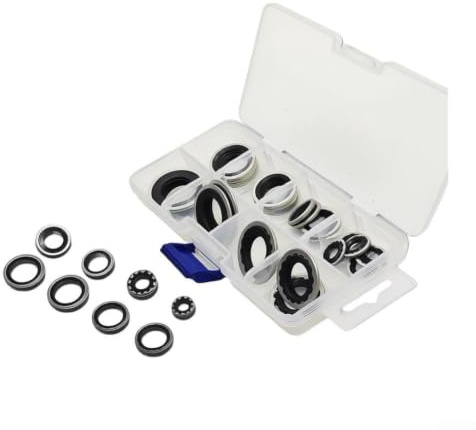 30-teiliges AC O-Ring Dichtungsset für Kfz-Klimaanlagen, Kompressor Dichtungen aus Metall und Gummi gegen Leckagen, sortierte Unterlegscheiben in Box mit 6 Größen für Wartung und Reparatur(Black)