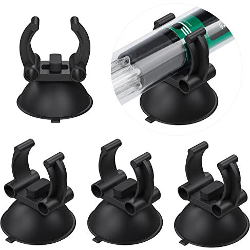 Uniclife 3.3cm Aquarium Heater Suction Cups Suckers with 2.4cm Clips Black Standard Heating Rod Holders Clamps for Fish Tanks (Not For Airline Tubing), 12 Pack