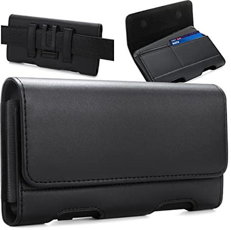 BECPLT Holster for Galaxy Z Fold 7 6 5 4 3 2 Leather Pouch Belt Case with Belt Clip Cell Phone Belt Holder Case Cover - Black