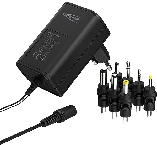 ANSMANN - Alimentatore di rete da 12 V APS 600, fino a max. 600 mA (7 adattatori universali), adattatore di rete per piccoli dispositivi elettrici regolabile da 3 a 12 Volt