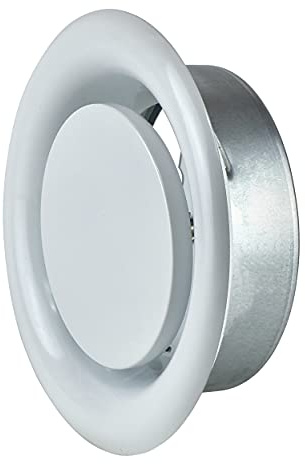 Steinberg14 White 150mm Air Exhaust Valve - 6 inch Extractor Fan Vent Cover - Round Adjustable Air Vent - Bathroom Diffuser - Wall Vent Cover - Ceiling Metal Ventilation Grille