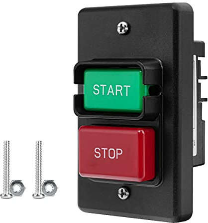 POWERTEC Double tension 120 V/230 V, 28 A, interrupteur marche/arrêt monophasé, vis incluses pour installation de boîte à bandes, convient pour scie à table, table de toupie, perceuse, scie à banc