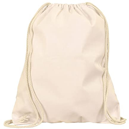 Veproli Baumwoll Turnbeutel Sportbeutel Zuziehbeutel Gymsack Sack Jute Schule Rucksack (Natur)