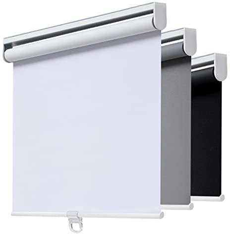 AOSKY Cordless Roller Shades Blackout Blinds for Windows Room Darkening Rolled Up Shades with Spring System, UV Protection Window Shades Door Blinds for Home and Office (36 W x 72 H, White)