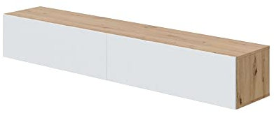 Habitdesign Muebles TV de Comedor Kaway Color Roble Nodi y Blanco Artik 35x180x28 cm