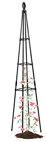 Rankhilfe Obelisk,Höhe: 90-180 cm，Ranksäule für Kletterpflanzen,freistehend,aus Metall, Pyramide Ranksäule für Garten, Rosen,Tomaten, Rankobelisk, wetterfest, Metall, Deko，schwarz ( Size : 47/120cm H