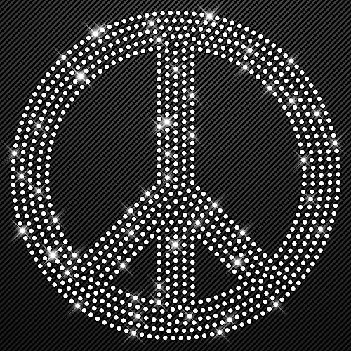 Glitzerdeals Bügelbilder Karneval Peace gross kristall einfarbig Aufbügler für Textilien Peace-Zeichen Strass Bügelbild für Textilien Hot-fix iron-on-transfer