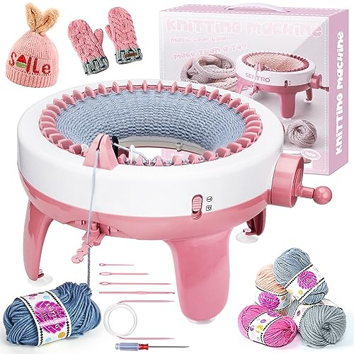 DoubleCare Macchine per maglieria, 40 aghi per lavorare a maglia, Smart Knitting Board rotante a doppia tessitura Machine Kit per bambini e adulti