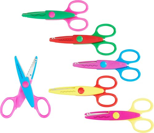 VBS Konturenscheren 6er-Set 13.5 cm für Rechtshänder Scheren Set Bastelschere Papierschere Scrapbooking Scheren für präzise Schnitte