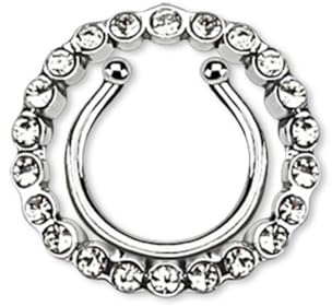 Taffstyle Piercing à clicker pour téton - Faux piercing intime - Piercing de téton - Avec cristaux