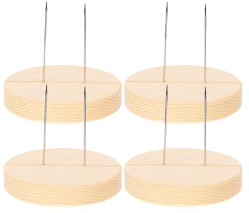 OUNONA 4 Stück Holzsockel Puppenständer, Nadelfilz Ausstellungsständer, Häkelpuppenhalter Für DIY Puppenzubehör, Filzpuppen-Vitrine Mit Doppelstift