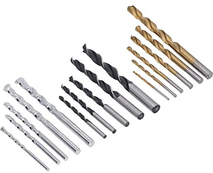6-teiliger Spiralbohrer, 5-teiliger Steinbohrer und 5-teiliger Holzbohrer, Schnellarbeitsstahl-Holzbearbeitungsbohrer-Set mit Geradem Schaft