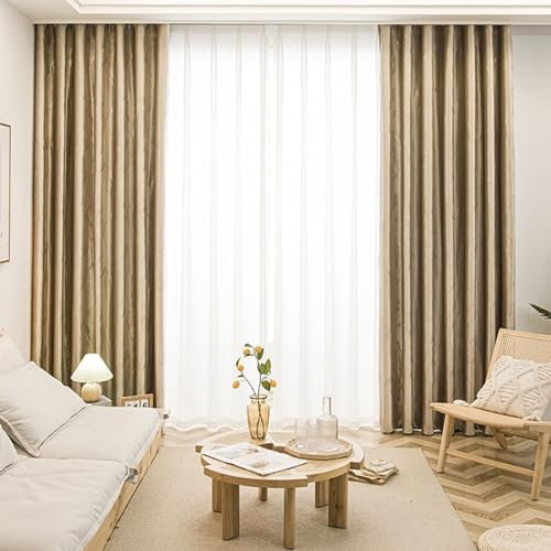 Homxi Gardinen Blickdicht Schlafzimmer 2er Set,2 x 86W x 160H cm,Blickdichter Vorhang Schlafzimmer Gelb Beige Geometrisch Muster Gardinen Vorhänge mit Ösen