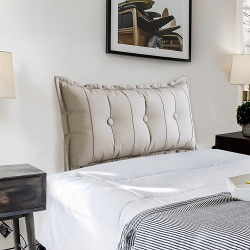 BNCKTRD Cojín de sofá grande, cojín decorativo para cabecero, acolchado, cojín de sofá, cojín de lectura, perfecto como cojín lumbar, cojín de pared, lino extraíble, color marfil, 100 cm