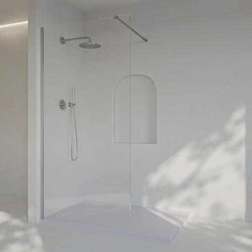 SoulHome Mampara ducha Fija Cromo 75cm x Alto 200 cm, REVERSIBLE | Panel Fijo, Walk In, Vidrio transparente de seguridad 8 mm, tratamiento antical, Medida 75 cm