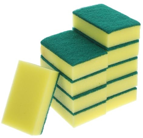Healvian Sponge Cleaners Sturdy Yellow Sponges Double-Sided 20pcs High-Density Fast Bubbling Scouring Pads Efficient Washing for Kitchen Utensils for Kitchen and Bathroom Cleaning