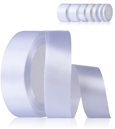 Fyshird Satinband Weiß 25mm x 22m Geschenkband Breit Schleifenband Hochzeit Polyester Bänder zum Basteln Dekoband Weiß für Geschenkverpackung Geburtstag DIY