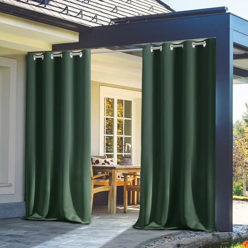 OutdoorVorhänge,Wasserdicht Verdunkelungsvorhang mit Ösen,Outdoorvorhänge mit UV Schutz Wasserabweisend Blickdicht für Pavilion Balkon GartenPatio( Farbe : Grün , Größe : H175 x B140cm-1 Stücke )