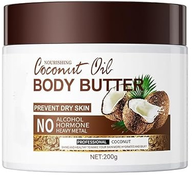 Coconut Body Butter for Dry Skin, 7.05oz Coconut Moisturizing Shea Butter Cream, Hand & Body Moisturizer with Organic Coconut Oil, Nourishing & Moisturizing Skincare For Dry And Peeling Skin
