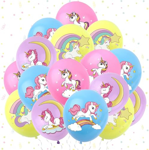 Ovanda palloncini di compleanno, palloncino colorati, unicorno, cartoni animati, multicolori per feste