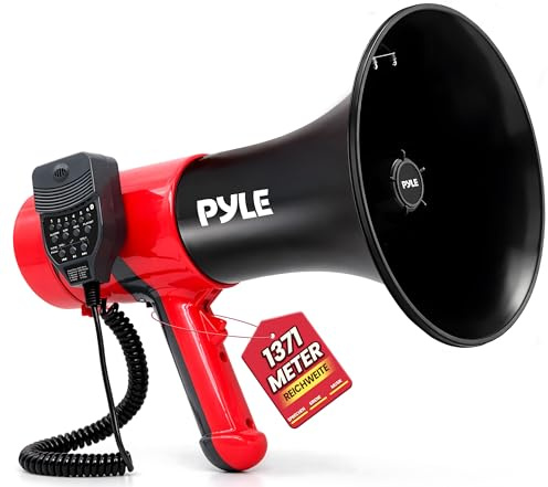 Pyle Megafon mit Sirene und Stimmenverzerrer – Bluetooth Mini-Megaphone mit Mikrofon und AUX, Lautsprecher für Kinder, Veranstaltungen und Outdoor