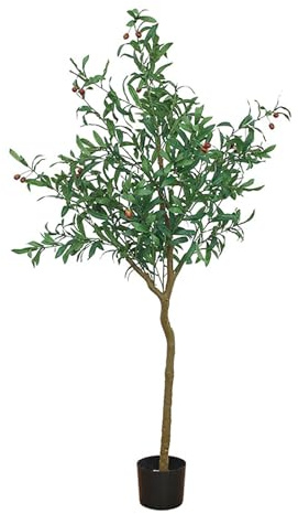 CURBX Planta Artificial Olivo, Planta Artificial Realista, Olivo Artificial Planta, Plantas Artificiales De Seda con Frutas Realistas, Plantas Artificiales Decorativas(A,180cm)