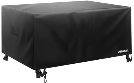 VEVOR Housse de Meubles de Jardin 320x320x81 cm, Bâche de Protection pour Mobiliers d’Extérieur en 420D Imperméable et Résistante, pour Table et Chaises de Patio, avec Aération, Toutes Saisons, Noir