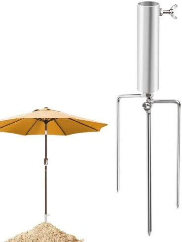 Sonnenschirmständer mit Rasendorn, Abnehmbarer Erdspieß Sonnenschirm Ständer, Sonnenschirm Schirmständer Strand mit Bodenhülse, Sonnenschirmhalter Boden Bodenanker für Angeln, Strand, Rasen (28mm)