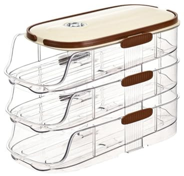 Flaroey Double-Row Egg Storage Box Kitchen Refrigerator Side Door Egg Box Transparent Rolling Egg Rack,B