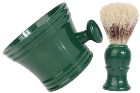 MUCKLILY Kit de Afeitado y Cuidado Personal Cuenco de Espuma para Hombre y Brocha de Cerda Natural Adecuado para Limpieza de Vello Facial en Casa o Viaje